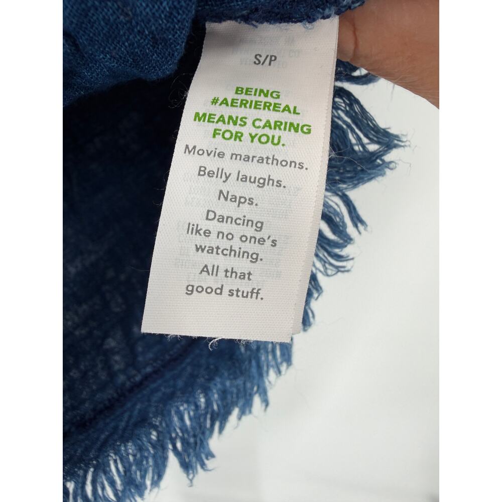AERIE Soft Overalls Size S Blue Chambray Cotton Pockets Romper - Picture 4 of 6